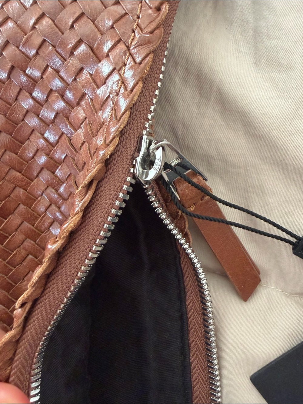 Massimo Dutti Woven Brown Leather Satchel Bag 6900/607/702 - Picture 9 of 12